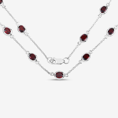 Collar de plata de ley .925 con granate genuino de 8.10 quilates