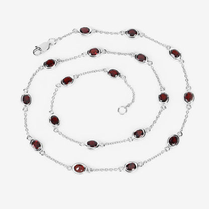 Collar de plata de ley .925 con granate genuino de 8.10 quilates