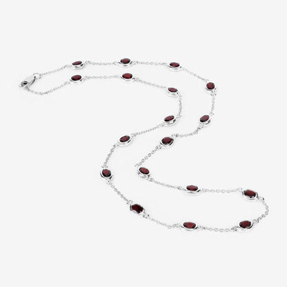 Collar de plata de ley .925 con granate genuino de 8.10 quilates