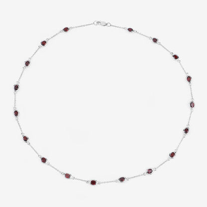 Collar de plata de ley .925 con granate genuino de 8.10 quilates