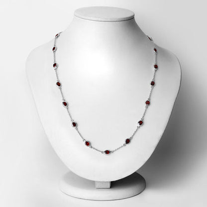 Collar de plata de ley .925 con granate genuino de 8.10 quilates