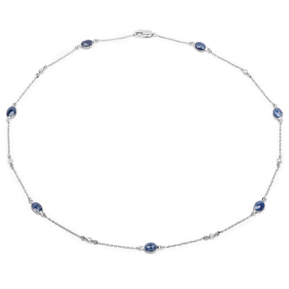 Collar de plata esterlina .925 con zafiro azul genuino de 6.43 quilates y diamantes blancos