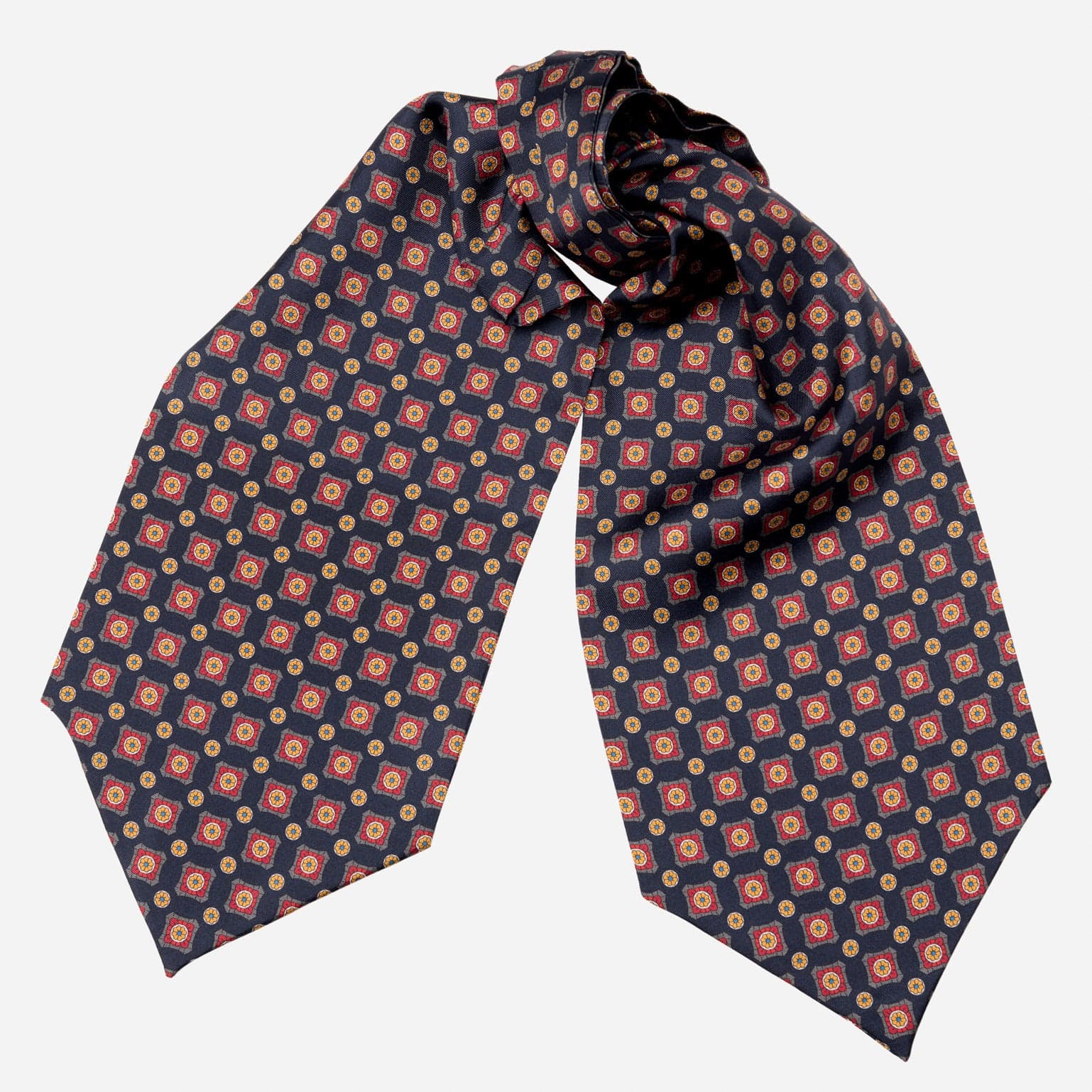 Barberini - Silk Ascot Cravat Tie - Navy and Red - My Men's Shop