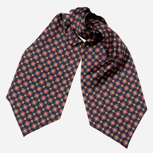 Barberini - Silk Ascot Cravat Tie - Navy and Red - My Men's Shop