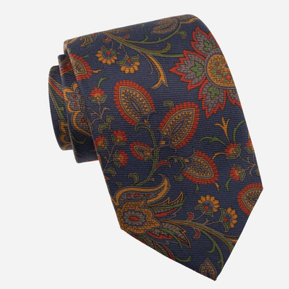 Borromeo - Printed Madder Silk Tie - Navy - My Men's Shop