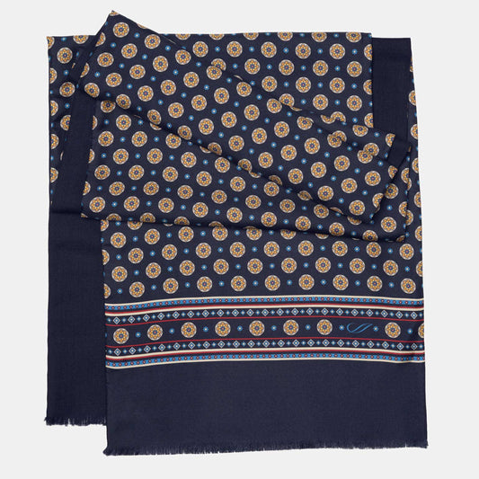 Palatino - Wool Backed Silk Scarf - Navy & Yellow - My Men's Shop
