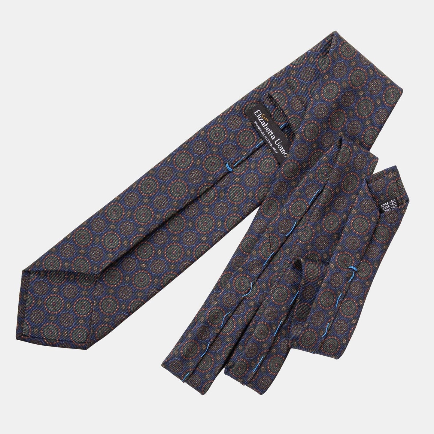 Moretti - Printed Silk Tie - Navy & Green - My Men's Shop