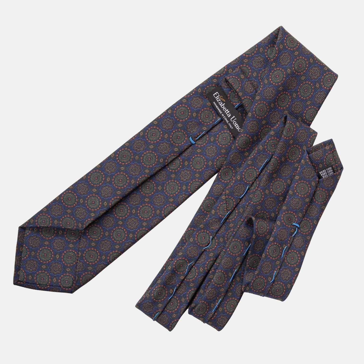 Moretti - Printed Silk Tie - Navy & Green - My Men's Shop