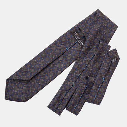 Moretti - Printed Silk Tie - Navy & Green - My Men's Shop