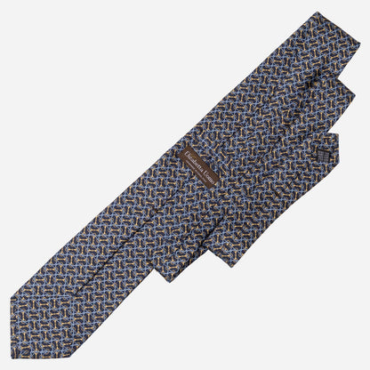 Palio - Printed Silk Tie - Navy