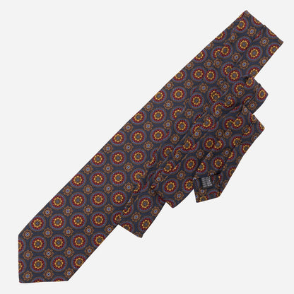 La Vigna - Printed Wool & Silk Tie - Navy - My Men's Shop
