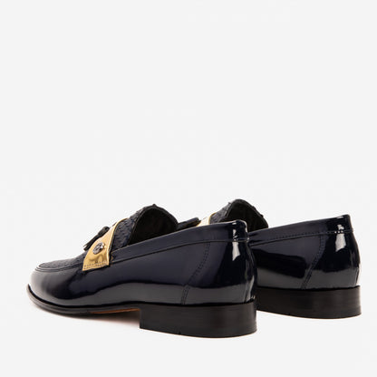 The Imperial Navy Blue & Gold Leather Men Dress Shoe