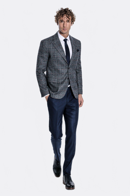 Checked Navy Blue Men Blazer - Wessi