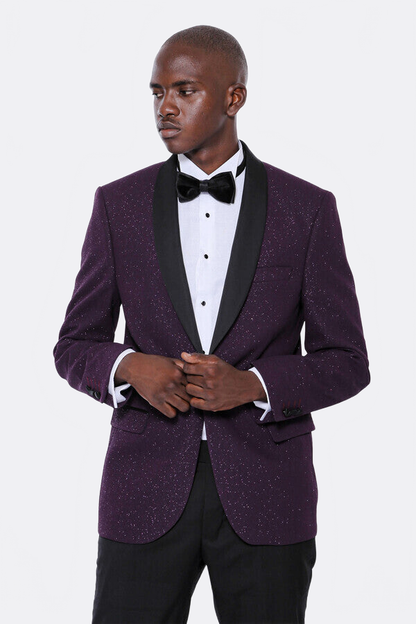 Burgundy Shawl Lapel Tuxedo Jacket - Wessi