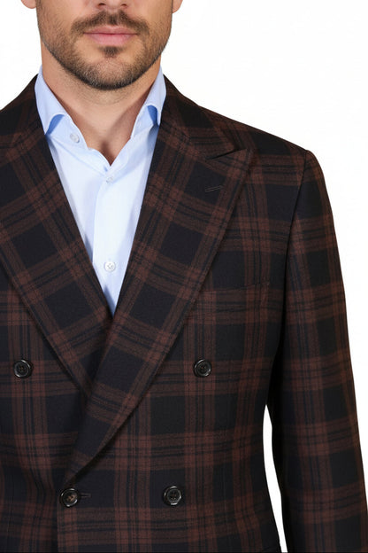 Brioni Plaid Double Breasted Wool Sport Jacket