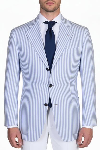 Kiton Striped Cotton-Linen Sport Jacket