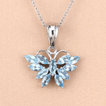 Colgante de Topacio Azul Suizo Genuino de 1.76 Quilates y Plata Esterlina .925