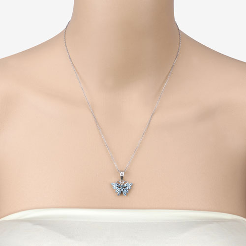 Colgante de Topacio Azul Suizo Genuino de 1.76 Quilates y Plata Esterlina .925