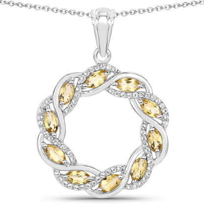 Colgante de plata esterlina .925 con citrino genuino y topacio blanco de 1.73 quilates