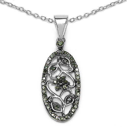 Colgante de plata de ley .925 con diamante verde auténtico de 0,22 quilates