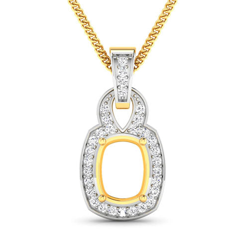 Colgante Semimontado de Oro Amarillo de 14K con Diamantes Blancos Genuinos de 0.25 Quilates - Para Gema de Talla Cojín de 9x7mm