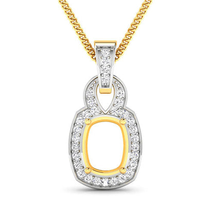 Colgante Semimontado de Oro Amarillo de 14K con Diamantes Blancos Genuinos de 0.25 Quilates - Para Gema de Talla Cojín de 9x7mm