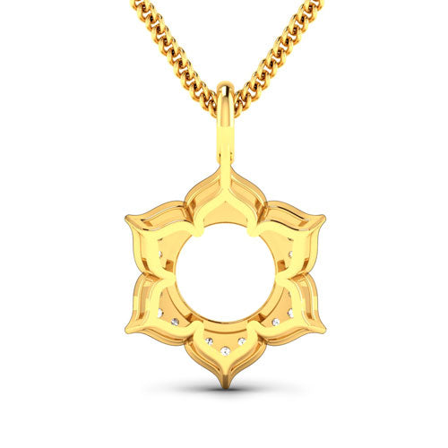 Colgante semimontado de oro amarillo de 14K con diamante blanco genuino de 0,14 quilates - para gema redonda de 8,00 mm
