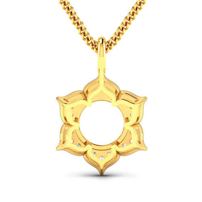Colgante semimontado de oro amarillo de 14K con diamante blanco genuino de 0,14 quilates - para gema redonda de 8,00 mm