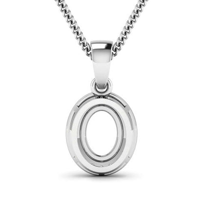Colgante semimontado de oro blanco de 14 quilates con diamante blanco genuino de 0,18 quilates - para gema ovalada de 8x6 mm
