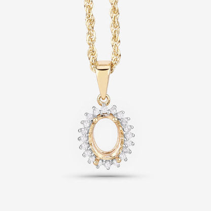 Colgante semimontado de oro amarillo de 14 quilates con diamante blanco genuino de 0,13 quilates - con gema ovalada de 8x6 mm