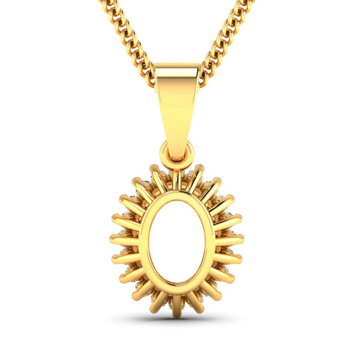 Colgante semimontado de oro amarillo de 14 quilates con diamante blanco genuino de 0,13 quilates - con gema ovalada de 8x6 mm