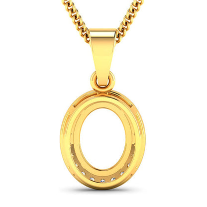 Colgante semiengastado de oro amarillo de 14 quilates con diamante blanco genuino de 0,22 quilates - tiene capacidad para gema ovalada de 9x7mm