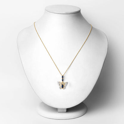 Colgante de plata de ley .925 con zafiro azul auténtico de 0.92 quilates y circonita blanca
