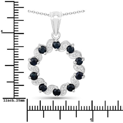 Colgante de plata de ley .925 con zafiro azul genuino de 1.30 quilates y topacio blanco
