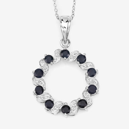 Colgante de plata de ley .925 con zafiro azul genuino de 1.30 quilates y topacio blanco