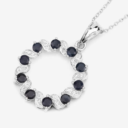 Colgante de plata de ley .925 con zafiro azul genuino de 1.30 quilates y topacio blanco