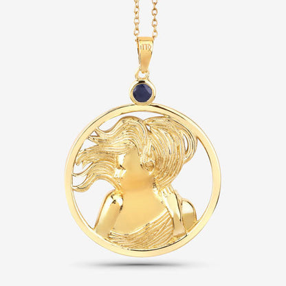 Colgante de plata de ley .925 con zafiro azul auténtico de 0,27 quilates