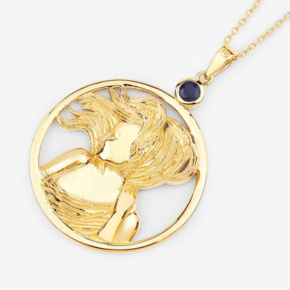 Colgante de plata de ley .925 con zafiro azul auténtico de 0,27 quilates