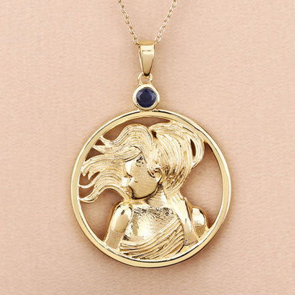 Colgante de plata de ley .925 con zafiro azul auténtico de 0,27 quilates