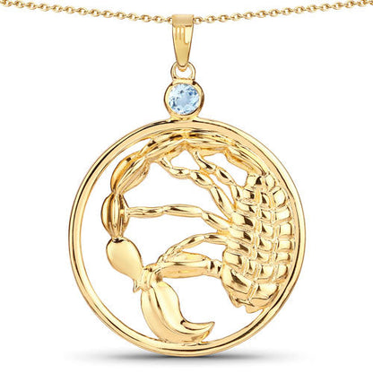 Colgante de plata de ley .925 con topacio azul auténtico de 0.32 quilates
