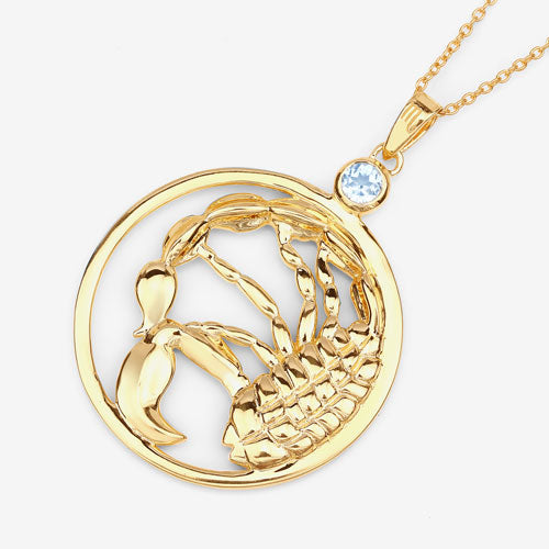 Colgante de plata de ley .925 con topacio azul auténtico de 0.32 quilates