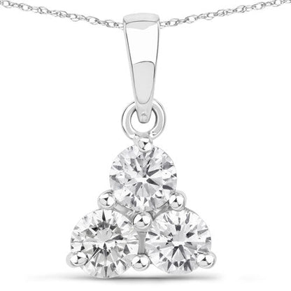 Colgante de oro blanco de 14 quilates con diamante cultivado en laboratorio de 0,75 quilates