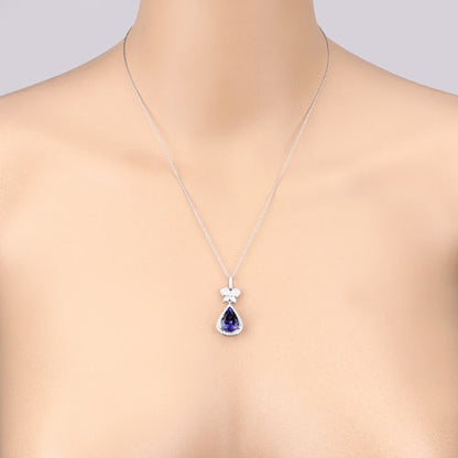 Colgante de oro blanco de 18 quilates con tanzanita auténtica de 5,54 quilates y diamantes blancos