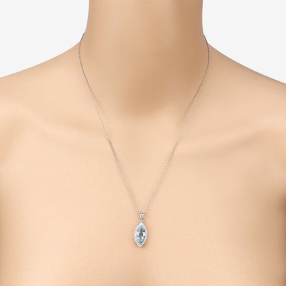 Colgante de oro blanco de 14 quilates con aguamarina auténtica de 2,55 quilates y diamantes blancos