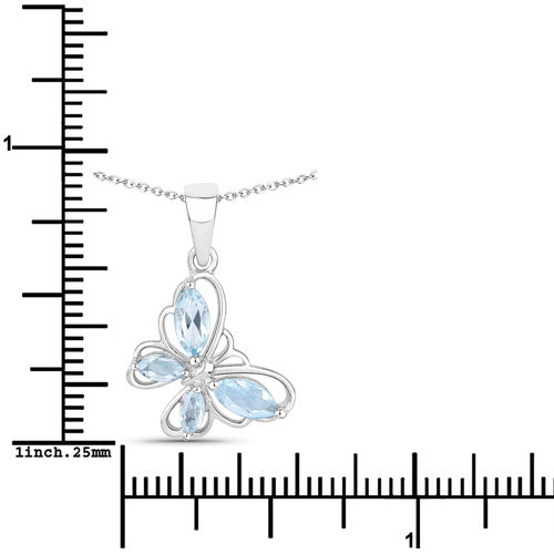 Colgante de plata de ley .925 con topacio azul genuino de 0.78 quilates
