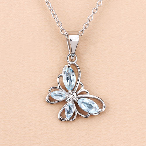 Colgante de plata de ley .925 con topacio azul genuino de 0.78 quilates