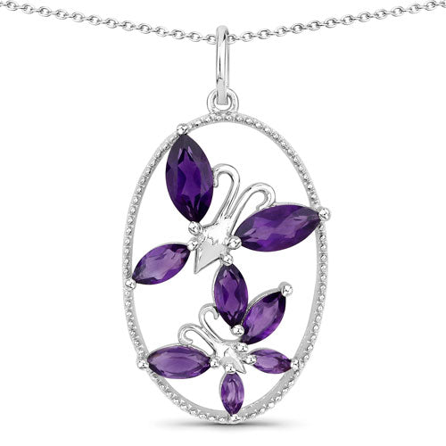 Dije de plata esterlina .925 con amatista genuina de 2.12 quilates