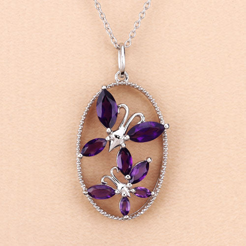 Dije de plata esterlina .925 con amatista genuina de 2.12 quilates