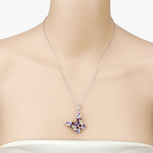 Colgante de plata de ley .925 con varias piedras preciosas de 3.80 quilates