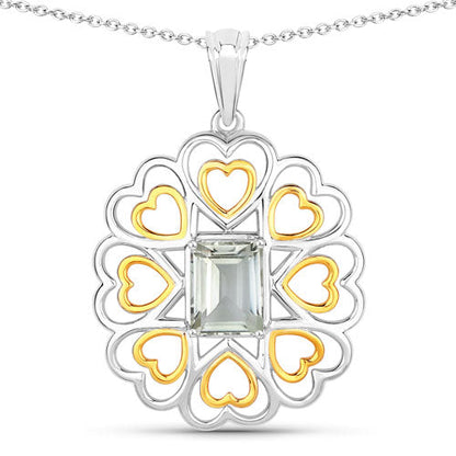 Dije de plata de ley .925 con amatista verde genuina de 2.10 quilates